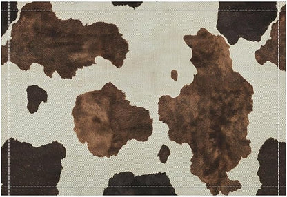 Cow Print Placemats Set of 4 Western Rustic Farmhouse Animal Fur Print Art Printed Dining Table Mats for Restaurant Home Kitchen Holiday Decor 12x18in