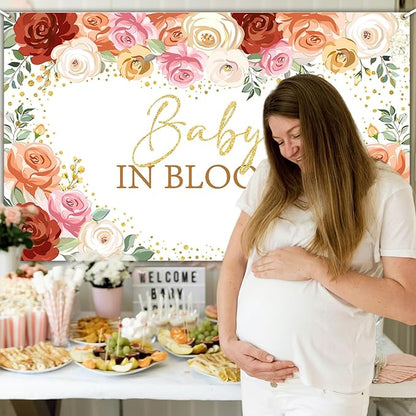 Avezano Baby in Bloom Backdrop for Girl Blush Floral Baby Shower Party Decorations Banner Sweet Girl Baby in Bloom Photography Background Photo Shoot Props