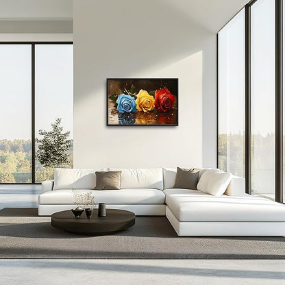 Rose Flowers Large Wall Art Framed Wall Decor for Living Room, Roses Pictures Oversized Canvas Print Painting Modern Extra Large Framed Artwork for Bedroom Office Home Decor 36"x24"