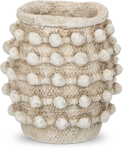 Rustic Farmhouse Vase, Boho Beige Vase for Pampas Grass Small Textured Knotted Vases for Flowers Decorative Cement Floral Vases for Home Decor, Living Room, Dining Table