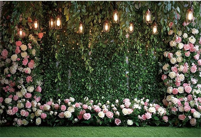 Baocicco Green Floral Wall Backdrops 9x6ft Outdoor Outside Wedding Background Bridal Shower Bride to Be Party Decorations Kids Adults Portraits Birthday Anniversary Banner Backdrop Photo Props
