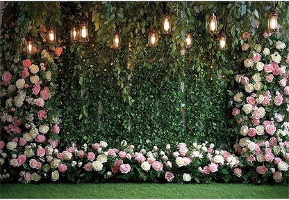 Baocicco Green Floral Wall Backdrops 7x5ft Outdoor Outside Wedding Background Bridal Shower Bride to Be Party Decorations Kids Adults Portraits Birthday Anniversary Banner Backdrop Photo Props