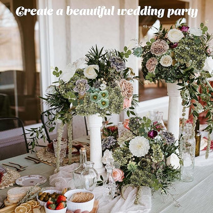 Artificial Flowers Combo Box, Fake Silk Foam Flower Mix with Wire Stem, DIY Wedding Bridal Bouquet Shower Party Home Décor (30-40 Pieces) (Dusty Green)