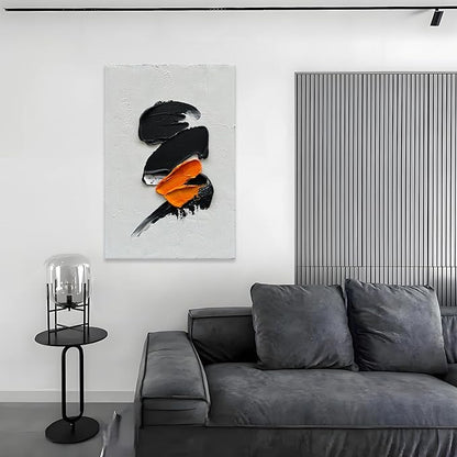 Epicler art Hand-painted black and white Abstract wall Decoration Oil Painting Contemporary minimalist art works living room, bedroom, dining room wall decoration 36x24 inches