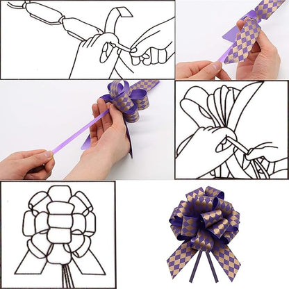 JOYIN 24 Present Wrap Ribbon Pull Bows 5", Easy and Fast Gift Wrapping Accessory for Christmas Bows Baskets Wine Bottles Gifts Decoration, Present Decor