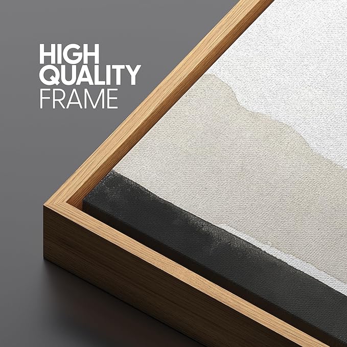 SIGNFORD Large Framed Canvas Print Wall Art Neutral Gray Beige Abstract Brushstroke Illustrations Modern Art Relax/Calm Warm for Living Room, Bedroom, Office - 60"x20"