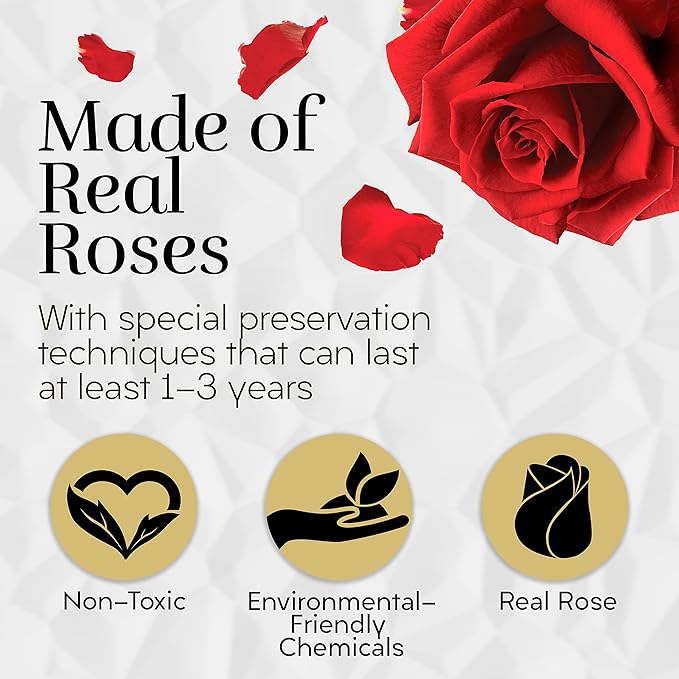 GLAMOUR BOUTIQUE Eternal Preserved Roses in a Box - Flowers Forever, Rose Forever in a Box for Wife, Birthday Gifts for Her, 12 Roses, Red