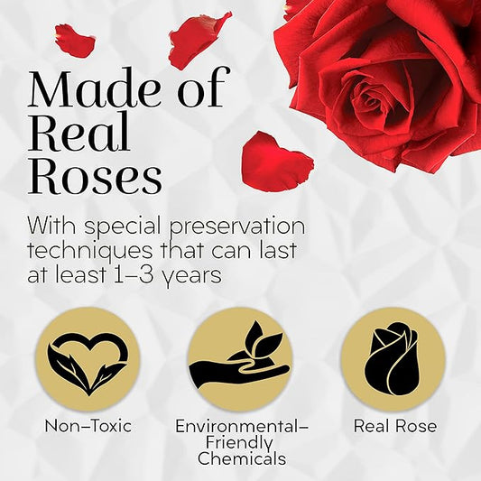 GLAMOUR BOUTIQUE Eternal Preserved Roses in a Box - Flowers Forever, Rose Forever in a Box for Wife, Birthday Gifts for Her, 12 Roses, Red