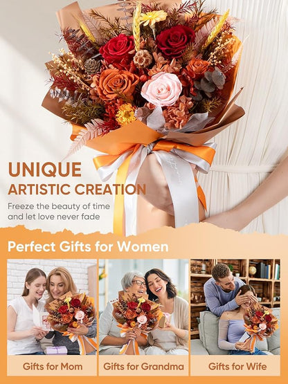 Flowers for Delivery Preserved Flower Fresh Bouquet Forever Flowers Birthday Gifts for Women Mom Anniversary Real Rose Gifts for Grandma Sister Wife Her from Daughter Home Wedding Decor