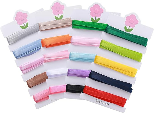 1/4 inch 20 Colors Satin Ribbon Set, 1/4" X2Yd x 20Rolls Rainbow Ribbons for Gift Wrapping, Wedding Party Decoration, Invitations, Bridal Bouquets, Total 40 Yards