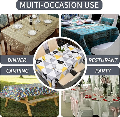 Rectangle Table Cloth,100% Waterproof Tablecloth Oil Proof Spill Proof Vinyl Table Cloth, Wipe Clean Plastic Table Cover for Dining, Camping, Indoor and Outdoor 54" x 84",Triangle