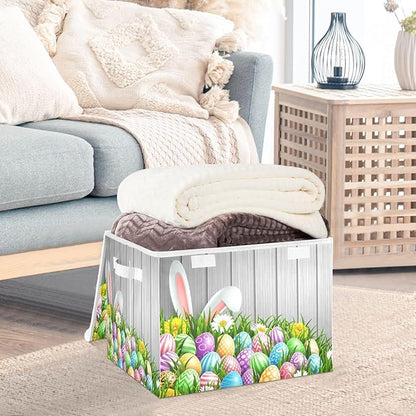 senya Easter Storage Baskets Collapsible Bins with Lids, Flowers Wood Boxes Clothes for Organizing (B06D22020)