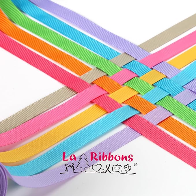LaRibbons 3/8 Inch 100 Yards Grosgrain Ribbon Set 10 Yd/Roll 10 Rolls Spring Easter Craft Ribbon for Gift Wrapping Floral Bouquets Wedding Party Decoration