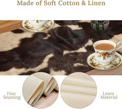 Cow Print Table Runner, Cowhide Print Western Style Table Runner Country Farmhouse Cottage Cow Patten Table Decoration for Home Kitchen Dining, 13x70 Inch