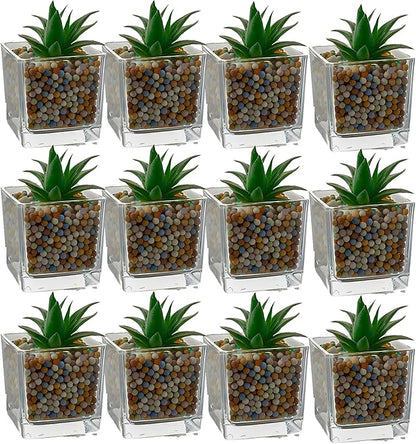 12pcs Square Glass Vases for Centerpieces, 3.15" Clear Short Glass Vase Cube Plant Terrarium, Candle Holder for Wedding Centerpiece, Office Decorations, Home Décor, Parties