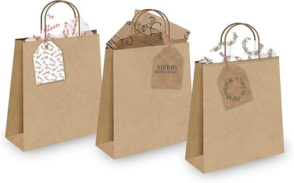 Pro Supply Global 24 Count of 2.5 Inch x 3 Inch Pre Strung Christmas Candy Canes Gift Tag Assorted Printed Designs on Large Cardstock Gift Hang Tags - Ideal to Use on Bags