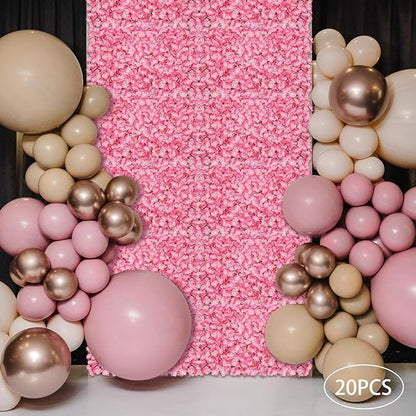 Flower Wall Panel Floral Backdrop,20Pack Pink Flower Wall Decor,Silk Rose Wall, Artificial Flower Wall Backdrop Faux Flower Panel for Wedding