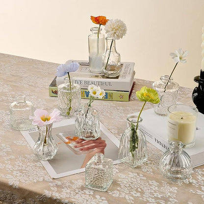 Glass Bud Vase Set of 40 Pcs Small Minimalist Vases for Flowers, Vintage Rustic Home Decor for Table Centerpiece Wedding Party, Modern Clear Aromatherapy Bottle for Living Room Bedroom