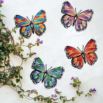 HONGLAND Metal Butterfly Wall Decor -Outdoor Fence Wall Art Decor, Hanging Decoration for Indoor Outdoor Garden Yard Living Room Bedroom Patio Balcony, Gift for Mom Dad Friends