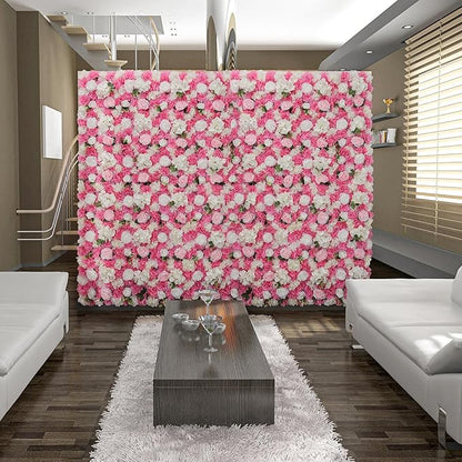 Flower Wall Backdrop 9pcs 16.5x16.5 Inch Flower Wall Decor Artificial Floral Wall Panel Ideal for Wedding Celebrations, Festive Party Birthday Backdrops and Elegant Home Decor