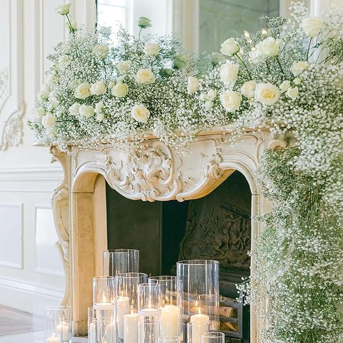 DEEMEI 21 PCS Babys Breath Artificial Flowers Fake Babys Breath Flowers Artificial Bulk White Gypsophila Bouquets Real Touch Faux Flowers for Wedding Floral Arrangement Party Home Decoration