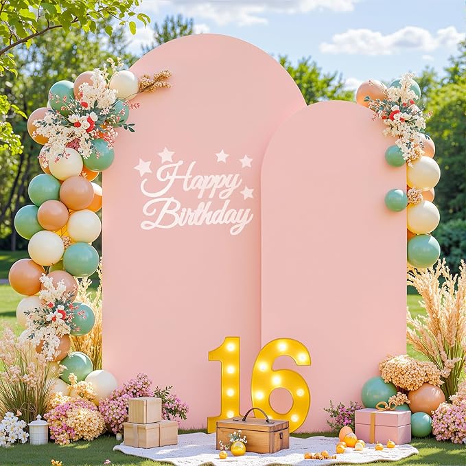 Pink Arch Backdrop Cover Set of 2 Dusty Pink Arch Cover 7.2 and 6ft Wedding Arch Cover Stretchy Backdrop Bridal Baby Shower Birthday Party Arches Stand Covers Spandex