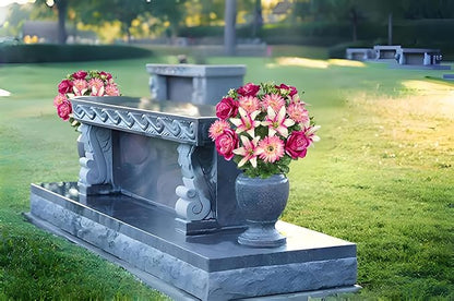 Hollyone Set of 2 Artificial Cemetery Flower for Graves Purple Pink Cemetery Memorial Flowers for Outdoor Grave Decorations Silk Flower Arrangements Rose Lily Gerbera Floral Flowers Bouquets