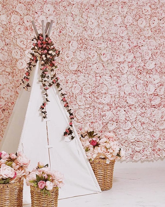 Flower Panels for Flower Wall (6 Pack) 24 Inch by 16 Inch Each | Flower Wall, Backdrop, Weddings, Event Decor, and Bridal & Baby Shower (Gradient White and Pink)