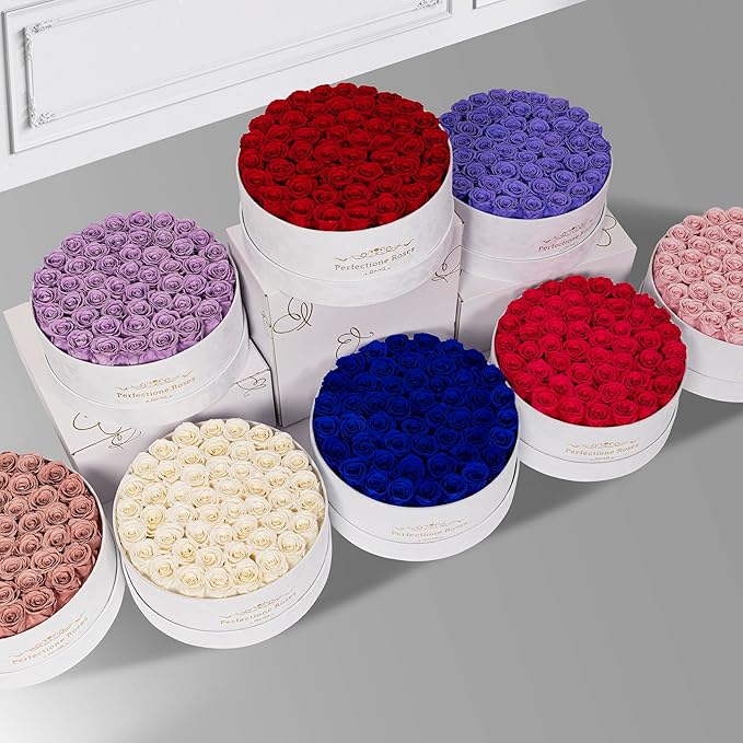 50 Piece Roses in a Velvet Box, Flowers for Delivery, Presereved Flowers Birthday Gifts for Women Mom and Wife (Royal Blue)