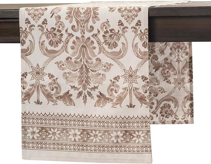 Maison d' Hermine Table Runner 100% Cotton Double Layer Table Runners 108 inches Long for Thanksgiving Christmas Decorations Home Kitchen Dining Party Wedding (Allure, 14.5" x 108")