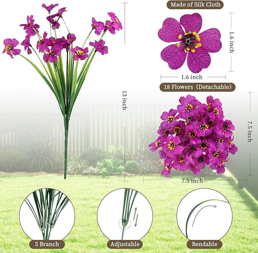 24 Red Lotus Bundles Artificial Flowers for Outdoors/Indoors Fake Flowers Plants for Indoor Outside Garden Porch Window Box Home Wedding Farmhouse