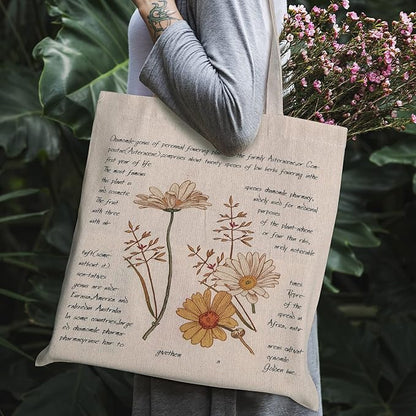 Saintrygo 4 Pieces Canvas Flowers Bible Tote Bag Gift Beautiful Floral Aesthetic Reusable Tote Bag Grocery School Book Lover Makeup Pocket for Girls Women Teacher(Flower)