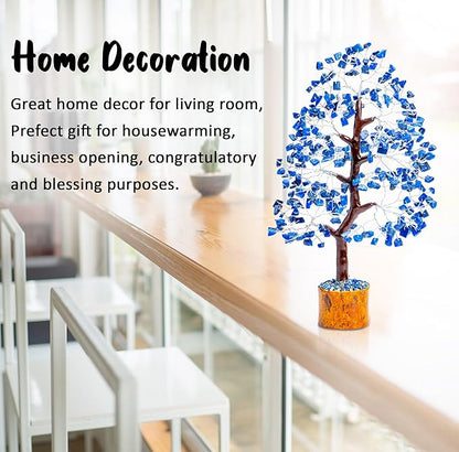 Lapis Lazuli Crystal Tree of Life healing crystals Spiritual Blue Shelf Decorations & Crystal Decor Feng Shui Table Decor Gifts for Men Dad & Boyfriend or Perfect Housewarming Home Accents Decor Gift