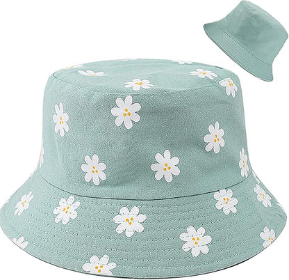 XYIYI Cute Bucket Hat Beach Fisherman Hats for Women, Reversible Double-Side-Wear