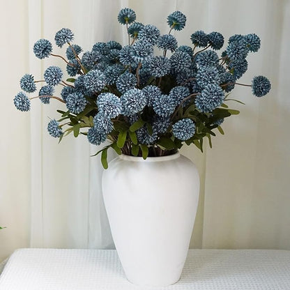 12 Stems Faux Kiku Flower Faux Silk Mini Chrysanth with Stems Bulk Fake Wedding Filler Flowers Pompon Mum Artificial Dusty Blue Flowers Ball for Floral Arrangements