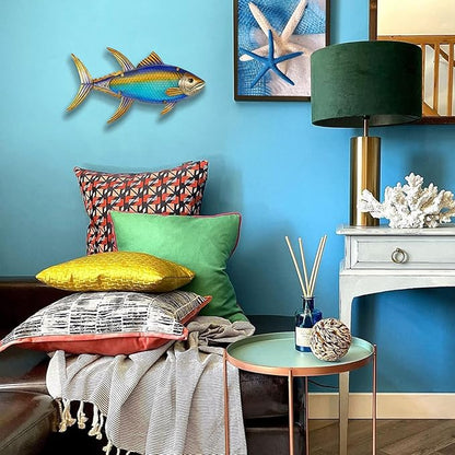 LIFFY Metal Fish Wall Decor Fish Metal Wall Art Hanging Outdoor Wall Art for Outdoor Ocean Beach Sea Pool Decor