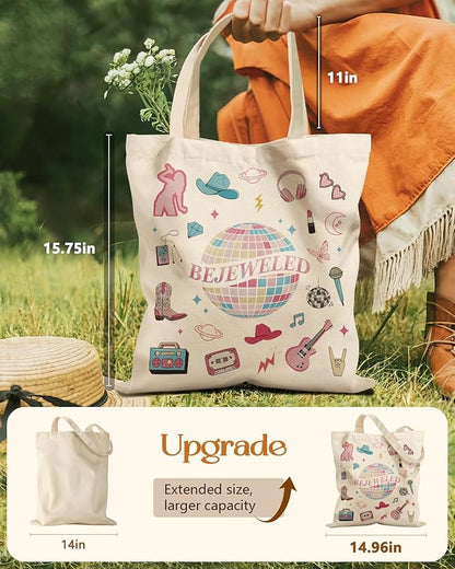 Aesthetic Tote Bag for Women- with Magnetic Buckle and Zipper Inner Pocket Cloth Cotton Canvas Tote Bags