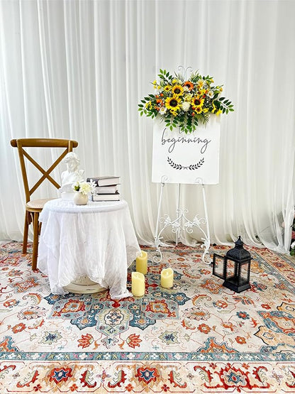 Artificial Flowers, Wedding Decor，Flower Garland Be Suited to Banquet, Party, Reception Entrance Welcome Sign and Background Decoration (Sunflower)