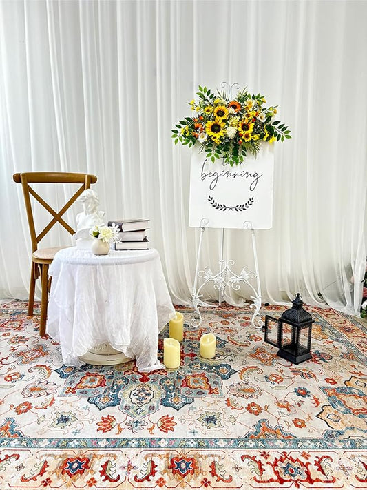 Artificial Flowers, Wedding Decor，Flower Garland Be Suited to Banquet, Party, Reception Entrance Welcome Sign and Background Decoration (Sunflower)