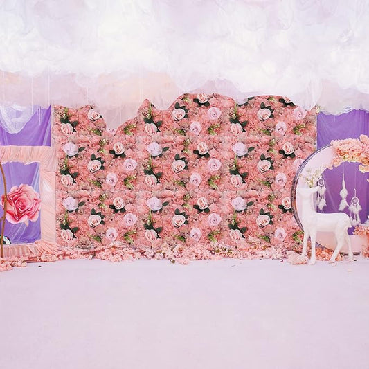 LOYALHEARTDY 12 Pack Artificial Flower Wall Panels 24" x 16" Flower Wall Panel Wall Backdrop Faux Hydrangea and Rose Flower Backdrop Panels for Flower Wall Decor Wedding Party Event Decoration