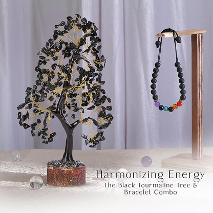 Black Tourmaline - Crystal Tree for Positive Energy - Crystals - Healing Chakra Tree - Healing Crystals - Healing Stones - Crystal Gifts, Spiritual Gifts, Viking Decor, Tree of Life, Black Tourmaline