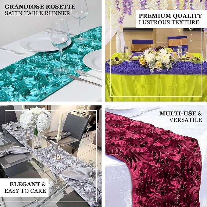 Efavormart Wonderland Rosette Premium Table Runners for Weddings Party Banquets Decor Fit Rectangle and Round Table - Fushia