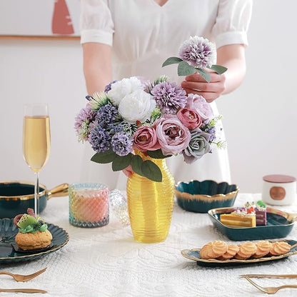 Artificial Flowers Combo, Fake Flowers for DIY Tables Centerpieces Baby Shower Bridal Shower Wedding Bouquet Arrangements Party Candle Holder Cake Decor Flower Home Decorations
