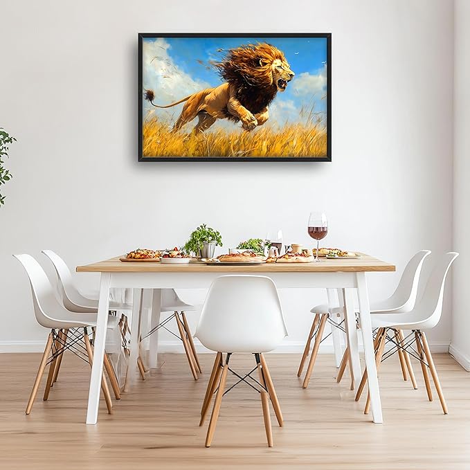 Lion Large Decor Wall Art Framed Pictures for Living Room, Animal Oversized Canvas Print Painting Modern Extra Large Framed Artwork for Bedroom Office Home Decor 36"x24"
