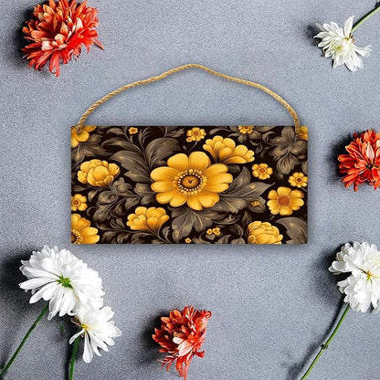 Opulent Black & Gold Floral Dining Wooden Sign 12x6 Inch - Inviting Dining Room Decors for Hosts & Floral Aficionados, Grand Accent to Enhance Gatherings with Vintage Floral Elegance
