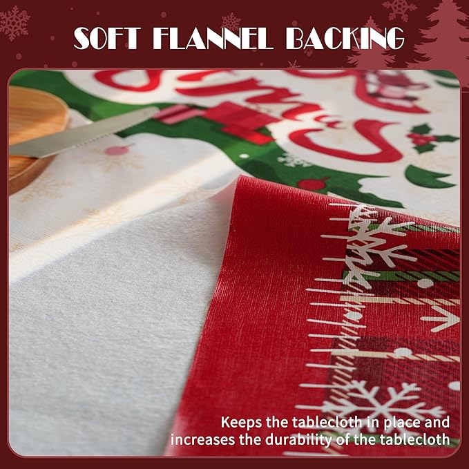 Christmas Rectangle Table Cloth,100% Waterproof Tablecloth,Christmas Decorations for Home, Vinyl Tablecloth Plastic Table Cover for Party，Picnic,Dining,Outdoor 54" x 54",Christmas Trees
