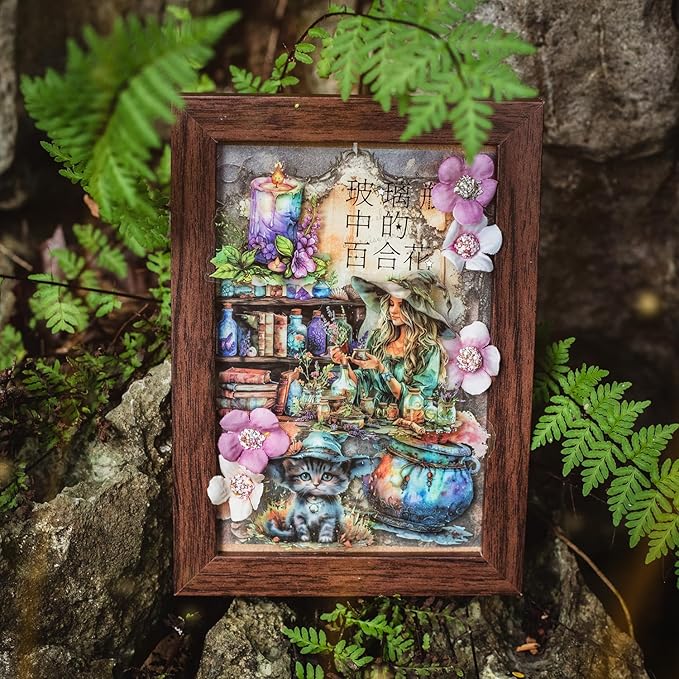 180Pcs Forest Witch PET Stickers, Magic Scrapbook Ephemera for Journaling Craft Supplies and Junk Journal