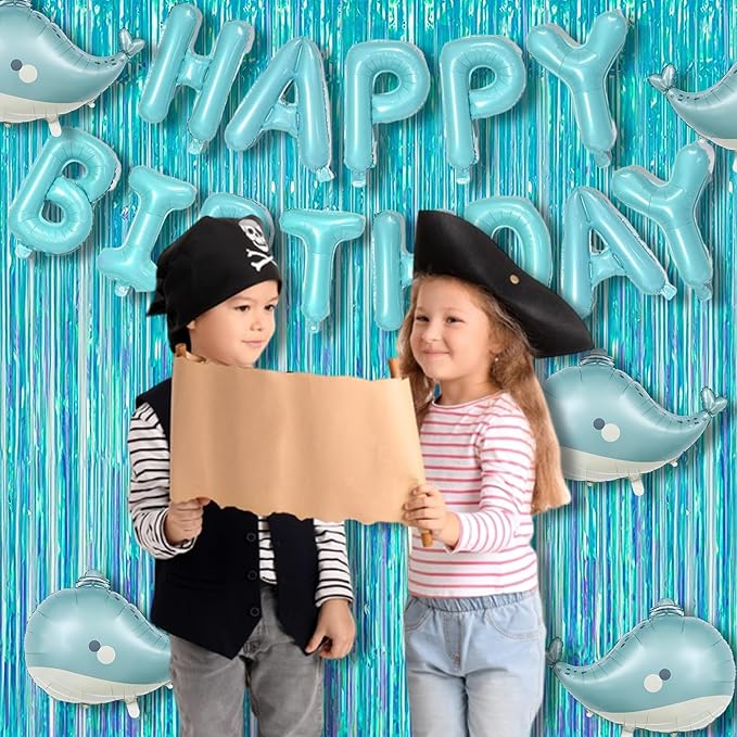 BRAVESHINE Iridescent Blue Foil Fringe Backdrop - 2 Pack 3.2x6.5 ft Holographic Tinsel Streamers Curtains for Christmas/Frozen/Winter’s Snowflake/Birthdays/Mermaid/Sea/Baby Party Decorations