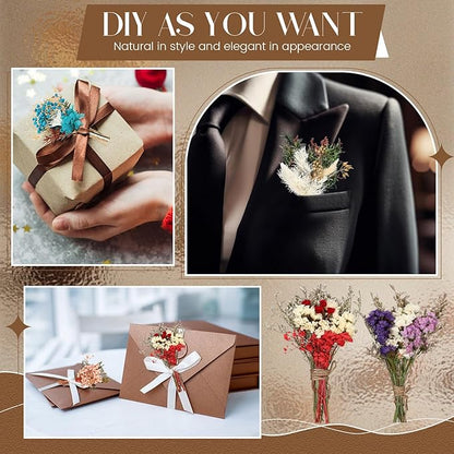Layhit 12 Pack Boho Dried Flower Bouquet Mini Wedding Handmade Dry Flowers Decor for Vase Crafts DIY Photo Boutonniere for Men Floral Plant for Bridesmaid Gift Birthday Decor(Colorful)