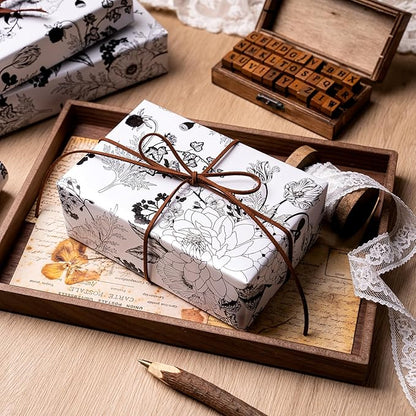 WRAPAHOLIC Floral Wrapping Paper - Mini Roll - 17 Inch X 33 Feet - Pearlized White Vintage Floral Wedding Wrapping Paper for Birthday, Bridal Shower, Baby Shower
